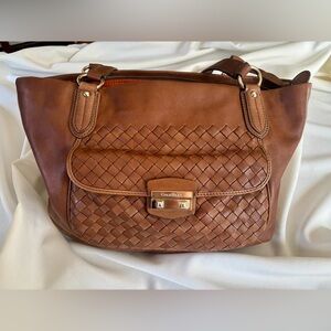 Cole Haan Brown Leather Woven Shoulder Bag
